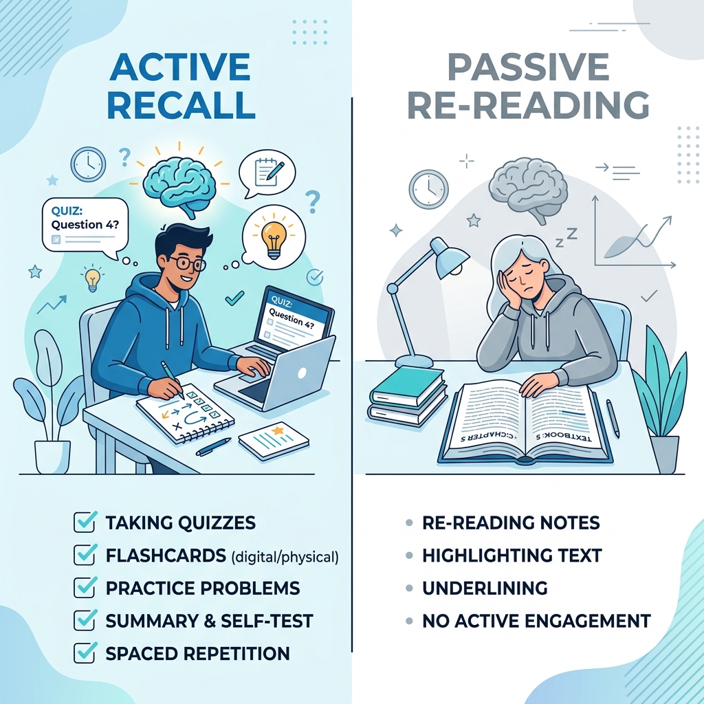 Active Recall vs. Passive Re-reading: What the Research Says